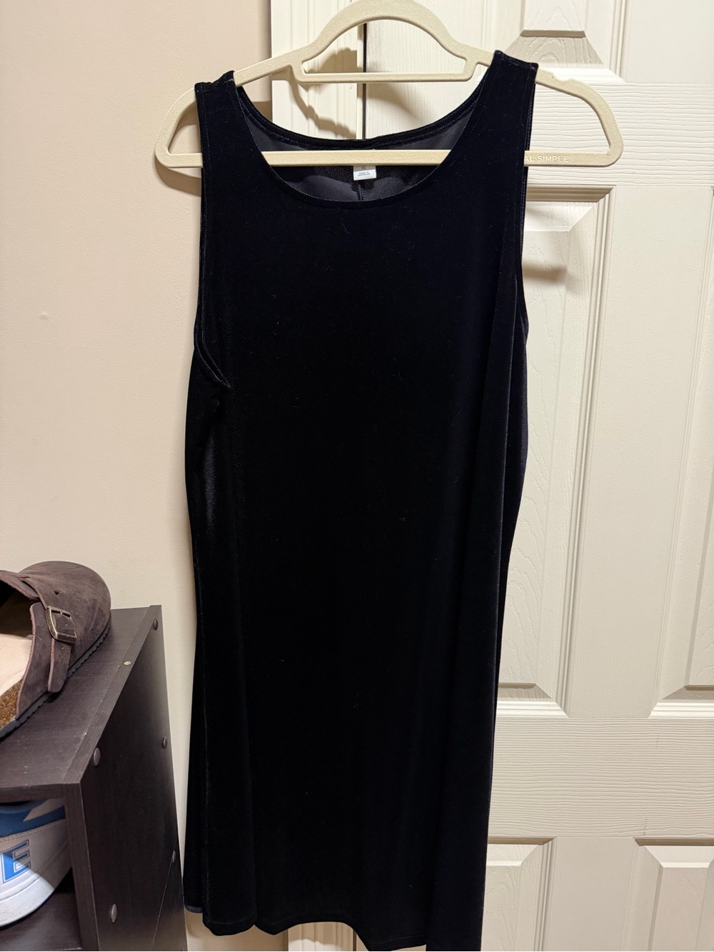 Old Navy Black Velvet Midi Tank Dress